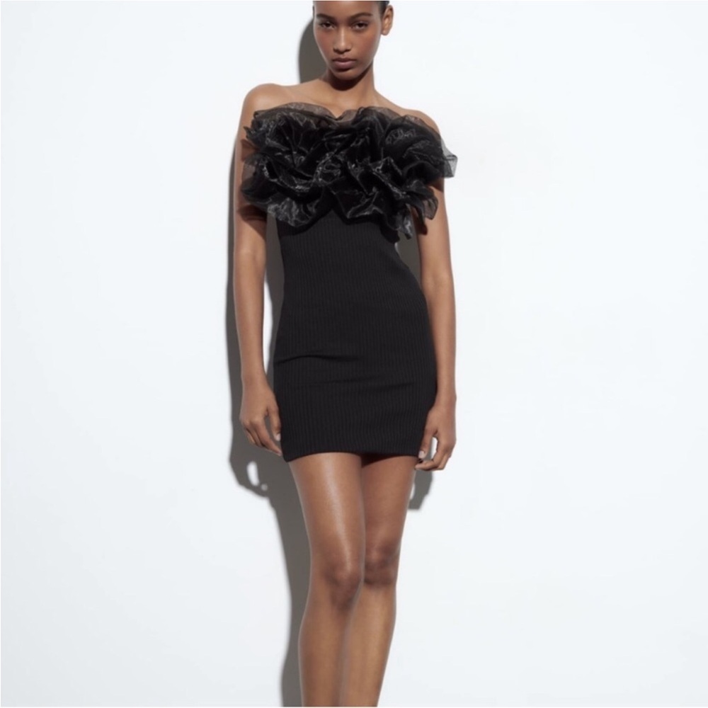 ZARA RIBBED ORGANZA mini DRESS BLOGGERS FAVE SIZE medium Womens new